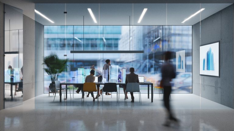Illustration d'un espace de travail futuriste Crédits : iStock