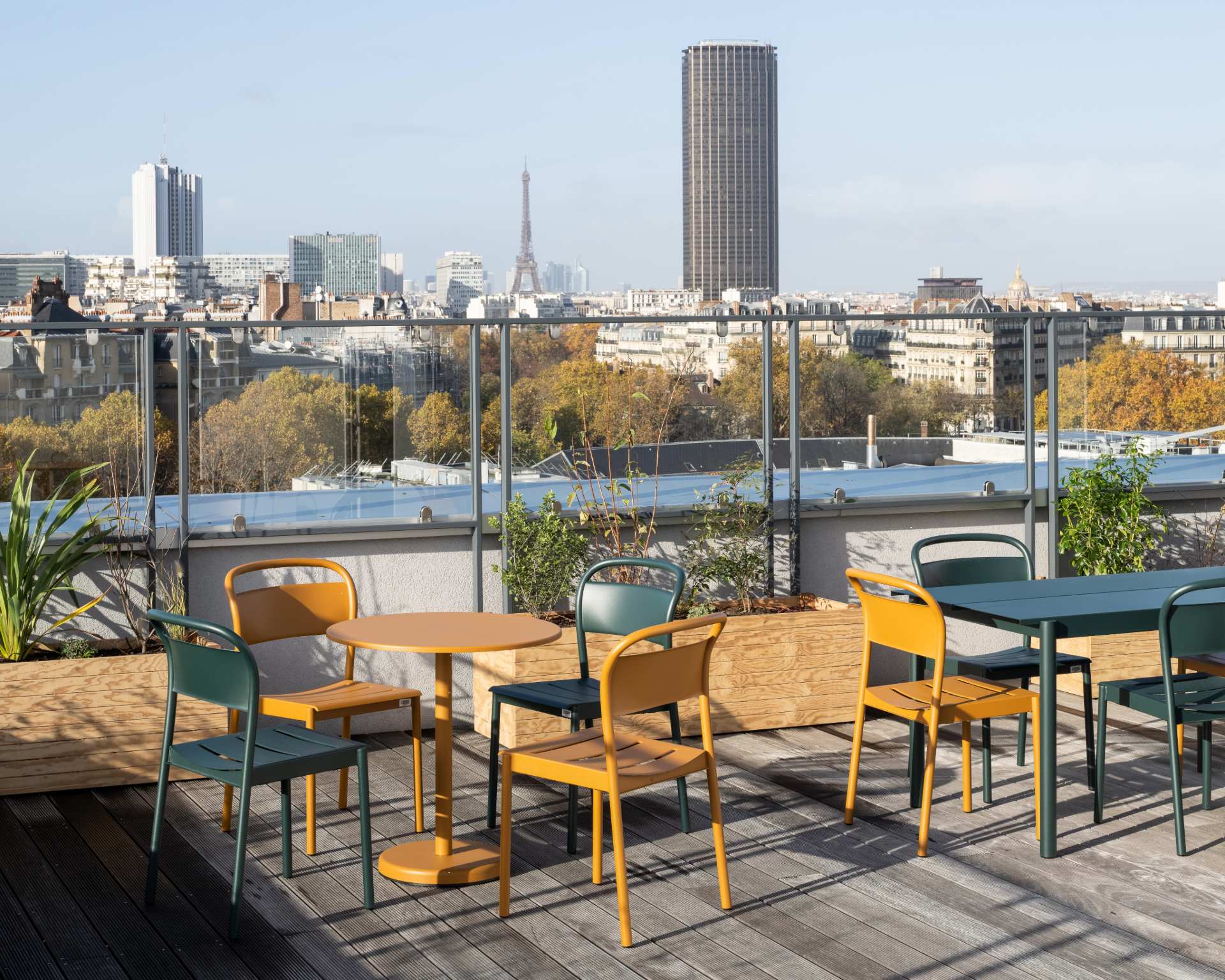 Rooftop overlooking Paris, the Eiffel Tower and Montparnasse.