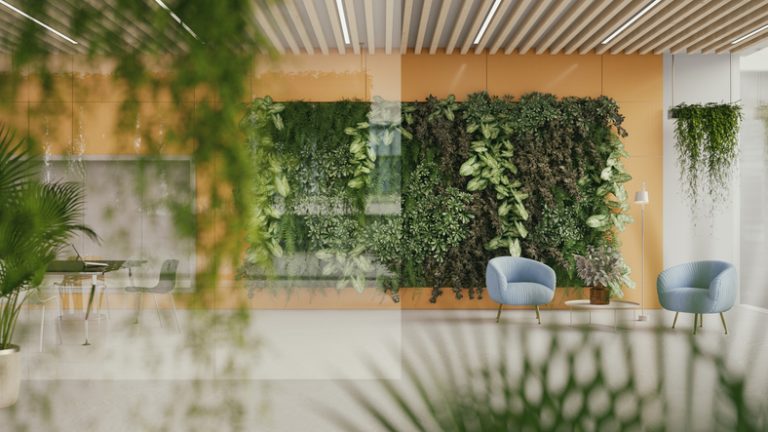 Illustration d'un espace d'accueil moderne et vert Crédit : iStock