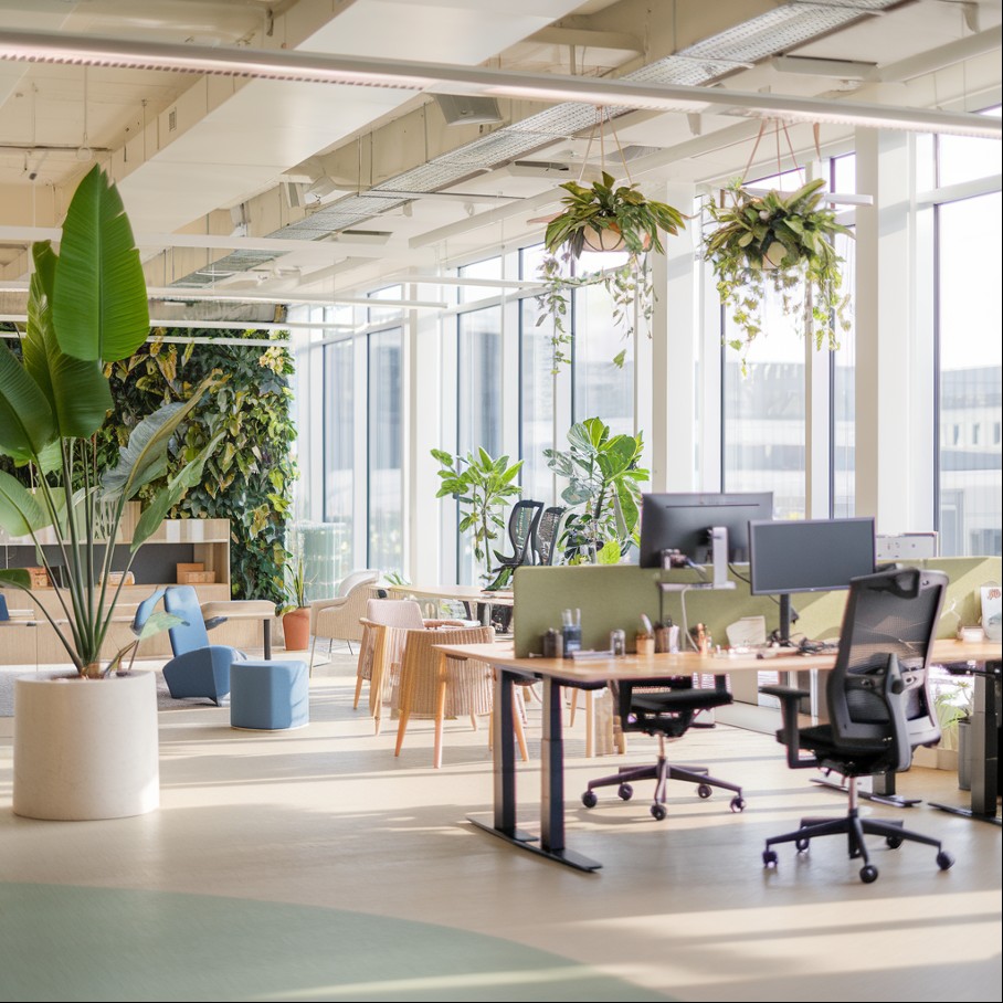Photo décorative article de blog - Open space avec plantes décoratives